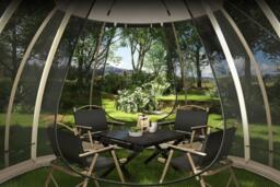 310 x 270cm Foldable Outdoor Screened Gazebo Tent - Sandy Brown - thumbnail 4