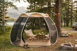 310 x 270cm Foldable Outdoor Screened Gazebo Tent - Sandy Brown - thumbnail 7