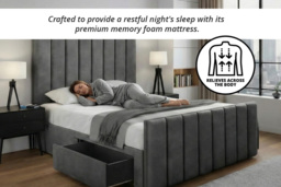 Luxury Rio Divan Bed: Premium Memory Sprung Foam Mattress & Optional Storage Drawers - 6 Sizes & 10 Colours - thumbnail 4