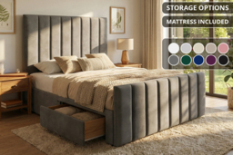 Luxury Rio Divan Bed: Premium Memory Sprung Foam Mattress & Optional Storage Drawers - 6 Sizes & 10 Colours - thumbnail 2