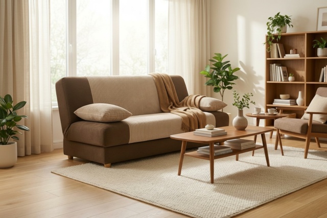 Jumbo Cord Fabric 3-Seater Sofa Bed - Modern Convertible Fabric Sofa, Space-Saving Guest Bed - image 1