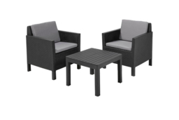 Keter Chicago 3 Piece Balcony Bistro Set - Rattan-Style with Cushions - thumbnail 7