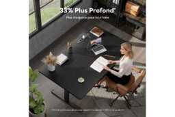 EcoFurnix Electric Adjustable Living Room Desk - Walnut Wood Top, Alloy Steel Frame, 120x80cm, Modern Storage - thumbnail 3