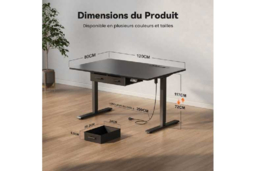 EcoFurnix Electric Adjustable Living Room Desk - Walnut Wood Top, Alloy Steel Frame, 120x80cm, Modern Storage - thumbnail 5