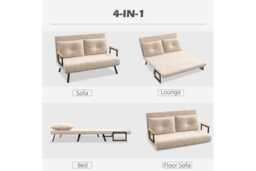 PRICE DROP! Velvet 4-in-1 Reclining Double Sofa Bed - Modern Space-Saving Sofa with Pillows - thumbnail 4