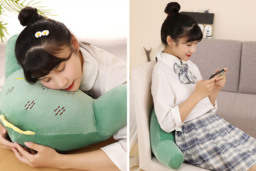 Plush Cotton Novelty Lumbar Support Pillow - Ergonomic, Easy-Care, 8 Cute Character Designs - thumbnail 3