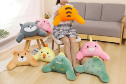 Plush Cotton Novelty Lumbar Support Pillow - Ergonomic, Easy-Care, 8 Cute Character Designs - thumbnail 6