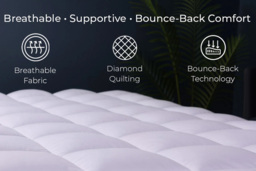 Plush Memory Foam Mattress Topper with Breathable Quilted Fabric Comfort - thumbnail 3