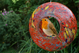 Handcrafted Ceramic Hanging Bird Feeder - Weatherproof, Songbird-Friendly, Artisan Design - thumbnail 8