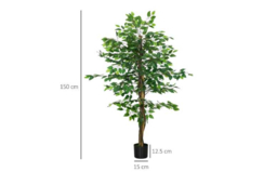 150cm Artificial Ficus Tree - Realistic PEVA Indoor/Outdoor Decorative Plant in Black Nursery Pot - thumbnail 7