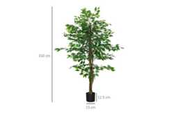 150cm Artificial Ficus Tree - Realistic PEVA Indoor/Outdoor Decorative Plant in Black Nursery Pot - thumbnail 3