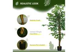 150cm Artificial Ficus Tree - Realistic PEVA Indoor/Outdoor Decorative Plant in Black Nursery Pot - thumbnail 4