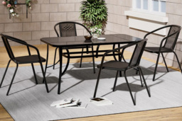 Modern Outdoor Tempered Glass Table & Rattan Chairs for Gardens - thumbnail 1