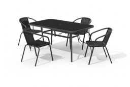 Modern Outdoor Tempered Glass Table & Rattan Chairs for Gardens - thumbnail 3