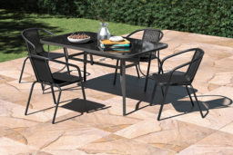 Modern Outdoor Tempered Glass Table & Rattan Chairs for Gardens - thumbnail 2