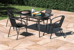 Modern Outdoor Tempered Glass Table & Rattan Chairs for Gardens - thumbnail 6