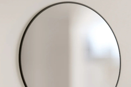 Modern Nordic Round Bathroom Mirror with Defogging Feature & Black Frame - thumbnail 7