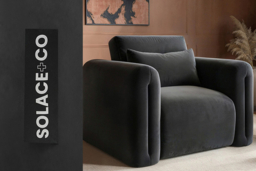 Mabel Armchair in Beige Chenille or Grey Velvet - Plush Modern Comfort - thumbnail 7