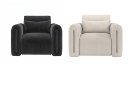 Mabel Armchair in Beige Chenille or Grey Velvet - Plush Modern Comfort - thumbnail 5