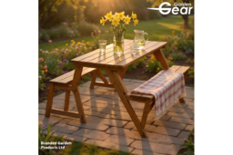 Acacia Wood Weather-Resistant 2-in-1 Bench & Picnic Table - 4-Seater Convertible Garden Furniture - thumbnail 2