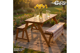 Acacia Wood Weather-Resistant 2-in-1 Bench & Picnic Table - 4-Seater Convertible Garden Furniture - thumbnail 6