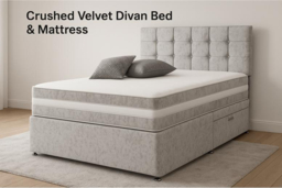 Crushed Velvet Divan Bed with 4-Drawer Storage, Crushed Velvet & Memory Foam Mattress - Double, King or Single - thumbnail 6