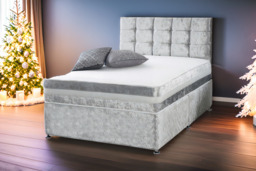 PRICE DROP! Crushed Velvet Divan Bed with 4-Drawer Storage, Crushed Velvet & Memory Foam Mattress - Double, King or Single - thumbnail 3