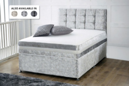 PRICE DROP! Crushed Velvet Divan Bed with 4-Drawer Storage, Crushed Velvet & Memory Foam Mattress - Double, King or Single - thumbnail 4