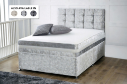 PRICE DROP! Crushed Velvet Divan Bed with 4-Drawer Storage, Crushed Velvet & Memory Foam Mattress - Double, King or Single - thumbnail 8