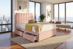 PRICE DROP! Panel Divan Bed With Mattress & Optional Storage - 6 Sizes & 6 Colours - thumbnail 1