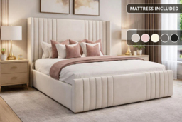 PRICE DROP! Texas Upholstered Bed with Mattress - 6 Sizes & 5 Colours - thumbnail 2