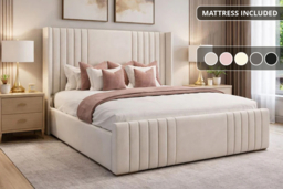 PRICE DROP! Texas Upholstered Bed with Mattress - 6 Sizes & 5 Colours - thumbnail 6