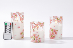 3-Piece Printed Acrylic Candle Light Set with Remote Control - thumbnail 1