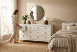 8-Drawer Wooden Double Dresser - Modern Minimalist Bedroom Storage Unit - thumbnail 6