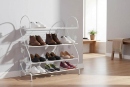 PRICE DROP! White Metal 4-Tier Shoe Rack with S-Shape Design - thumbnail 6