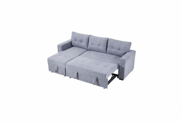 Versatile 3-Seater Upholstered Corner Sofa Bed with Storage, Grey