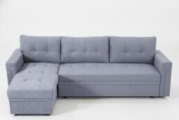 Versatile 3-Seater Upholstered Corner Sofa Bed with Storage, Grey - thumbnail 4