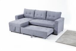 Versatile 3-Seater Upholstered Corner Sofa Bed with Storage, Grey - thumbnail 3