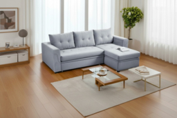 Versatile 3-Seater Upholstered Corner Sofa Bed with Storage, Grey - thumbnail 6