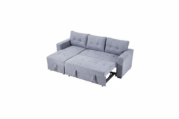 Versatile 3-Seater Upholstered Corner Sofa Bed with Storage, Grey - thumbnail 5