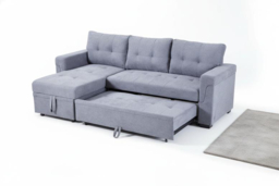 Versatile 3-Seater Upholstered Corner Sofa Bed with Storage, Grey - thumbnail 7