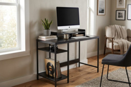 PRICE DROP! Ergonomic Office Desk with Monitor Stand & Storage Shelves - thumbnail 2