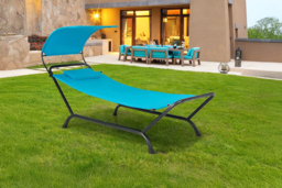 PRICE DROP! Outdoor Hammock with Stand, Cushion & Adjustable Canopy for Garden Lawn