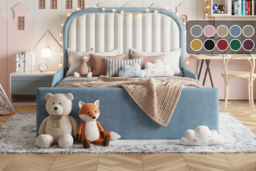 PRICE DROP! Blush Dream Upholstered Kids Bed - 3 Sizes & 10 Colours - thumbnail 2