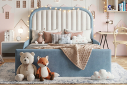 PRICE DROP! Blush Dream Upholstered Kids Bed - 3 Sizes & 10 Colours - thumbnail 5