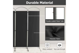 Contemporary Black Metal 4-Panel Bedroom Privacy Screen - Foldable Woven Fibre Room Divider - thumbnail 8