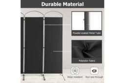 Contemporary Black Metal 4-Panel Bedroom Privacy Screen - Foldable Woven Fibre Room Divider - thumbnail 4