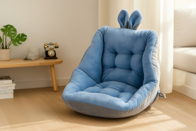 Warm Rabbit Ears Semi-Enclosed Polyester/Cotton Lumbar Support Seat Cushion - Machine Washable, 40x40cm, Cosy Pastel Home Décor - image 1