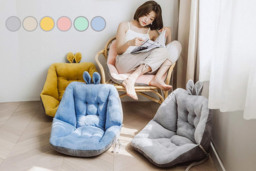Warm Rabbit Ears Semi-Enclosed Polyester/Cotton Lumbar Support Seat Cushion - Machine Washable, 40x40cm, Cosy Pastel Home Décor - thumbnail 4