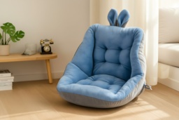 Warm Rabbit Ears Semi-Enclosed Polyester/Cotton Lumbar Support Seat Cushion - Machine Washable, 40x40cm, Cosy Pastel Home Décor - thumbnail 1